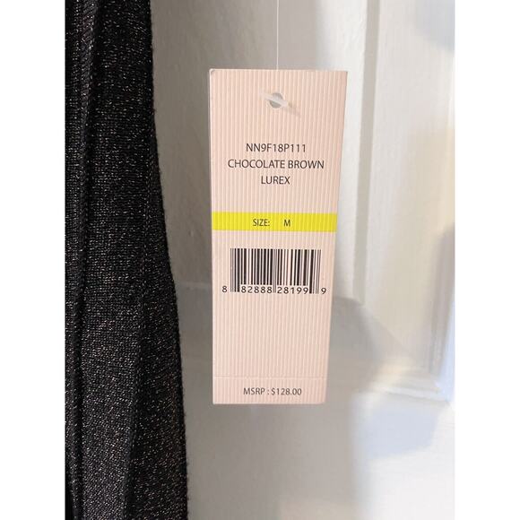 NWT $128 Nanette Lepore Size M Chocolate Brown Fit & Flare Shimmer Knit Dress - Picture 6 of 9